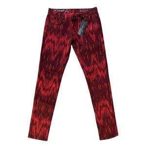 Special A Juniors Red Print Denim Skinny Slim Jeans